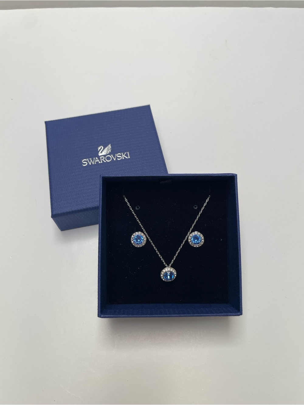 Swarovski Angelic Sapphire necklace and earring Set